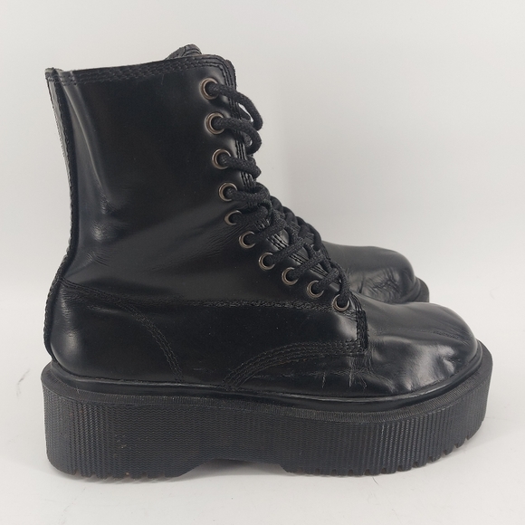 Jeffrey Campbell Sopas Lugged Platform Combat Boots Black Leather Size 6.5 - Picture 4 of 10
